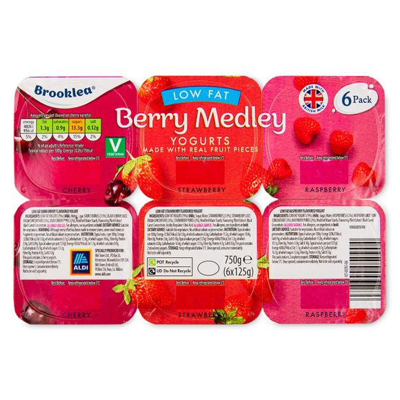 Brooklea Berry Medley Low Fat Yogurts 6x125g